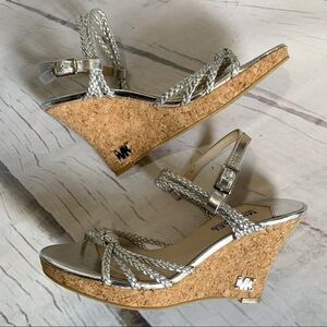 Michael MICHAEL KORS palm beach silver cork wedges